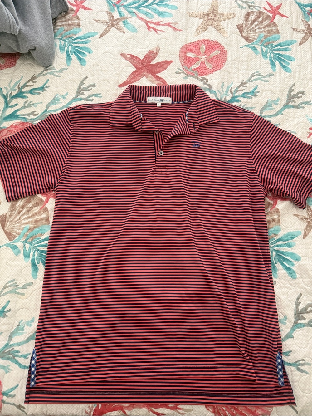 Bald Head Blues Pink and Navy Striped Polo
